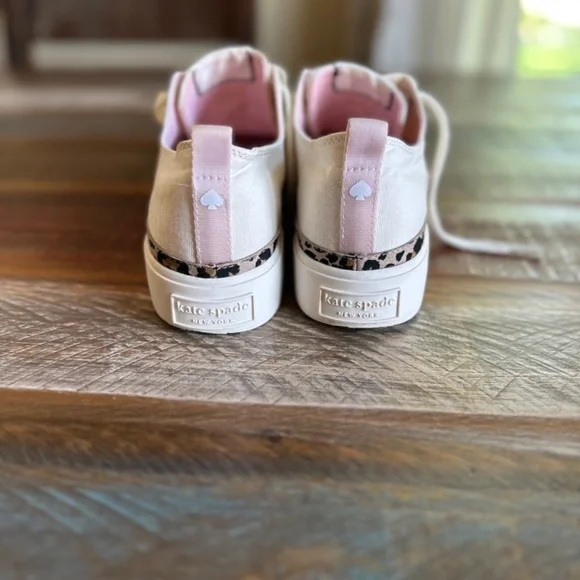 🔥👟👟KATE Spade! Kaia Leopard Print Trim Canvas Sneakers in cream-NEW!!👟👟🔥 - Picture 8 of 16